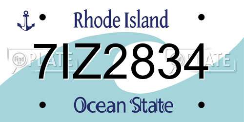 7IZ2834 Rhode Island License Plate