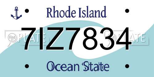 7IZ7834 Rhode Island License Plate