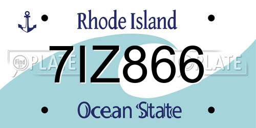 7IZ866 Rhode Island License Plate