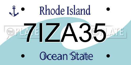 7IZA35 Rhode Island License Plate