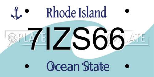 7IZS66 Rhode Island License Plate