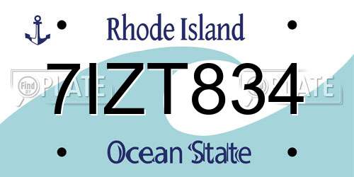 7IZT834 Rhode Island License Plate