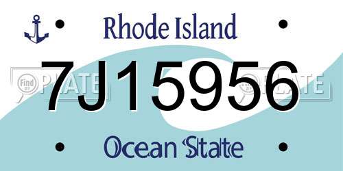 7J15956 Rhode Island License Plate