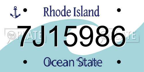 7J15986 Rhode Island License Plate