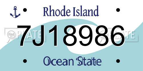7J18986 Rhode Island License Plate