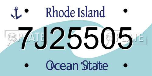 7J25505 Rhode Island License Plate