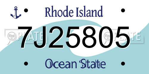 7J25805 Rhode Island License Plate