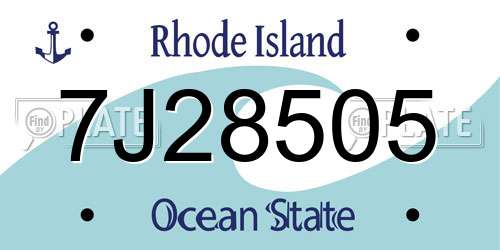 7J28505 Rhode Island License Plate