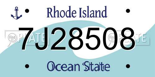 7J28508 Rhode Island License Plate