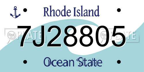 7J28805 Rhode Island License Plate