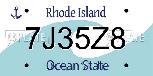 7J35Z8 Rhode Island License Plate