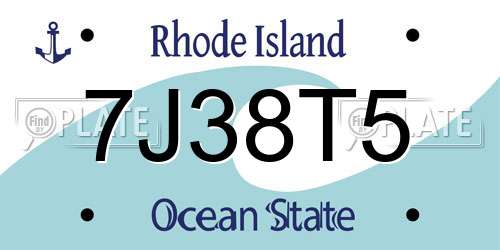 7J38T5 Rhode Island License Plate