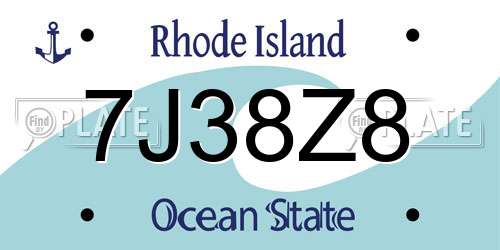 7J38Z8 Rhode Island License Plate