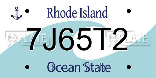 7J65T2 Rhode Island License Plate
