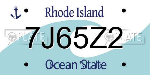 7J65Z2 Rhode Island License Plate