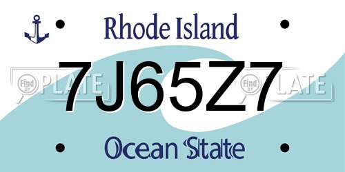 7J65Z7 Rhode Island License Plate