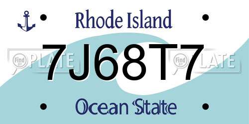 7J68T7 Rhode Island License Plate