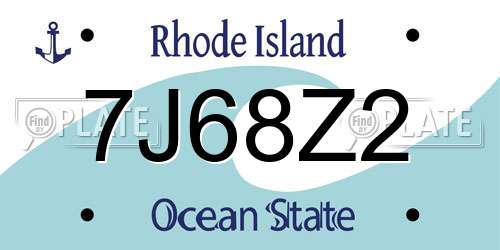 7J68Z2 Rhode Island License Plate