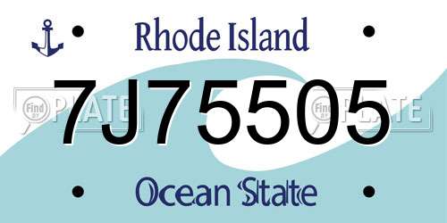 7J75505 Rhode Island License Plate