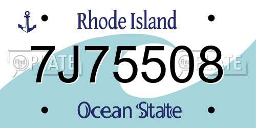 7J75508 Rhode Island License Plate