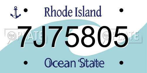 7J75805 Rhode Island License Plate