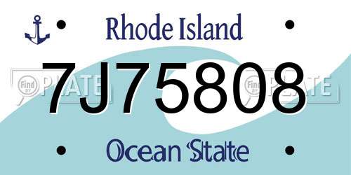 7J75808 Rhode Island License Plate