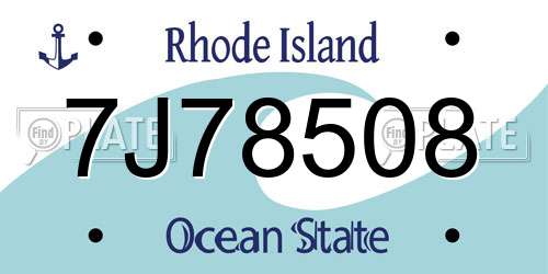 7J78508 Rhode Island License Plate
