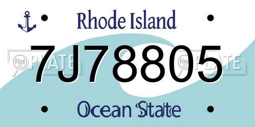 7J78805 Rhode Island License Plate