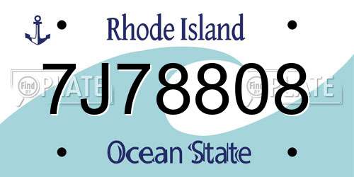 7J78808 Rhode Island License Plate