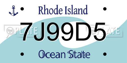7J99D5 Rhode Island License Plate