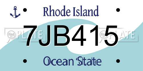 7JB415 Rhode Island License Plate