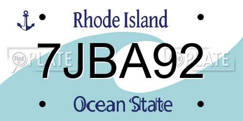 7JBA92 Rhode Island License Plate
