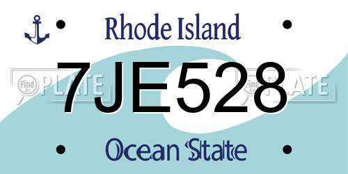7JE528 Rhode Island License Plate
