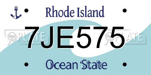 7JE575 Rhode Island License Plate