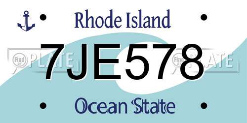 7JE578 Rhode Island License Plate