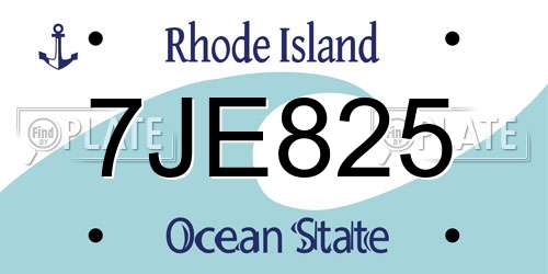 7JE825 Rhode Island License Plate