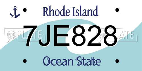 7JE828 Rhode Island License Plate