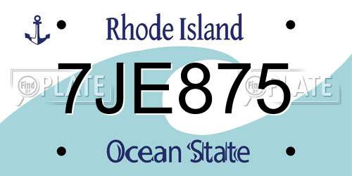 7JE875 Rhode Island License Plate