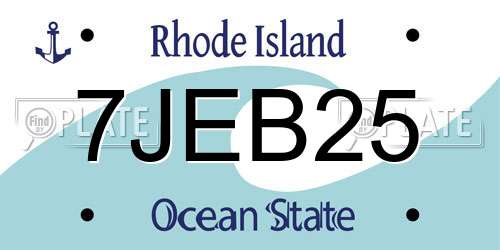 7JEB25 Rhode Island License Plate