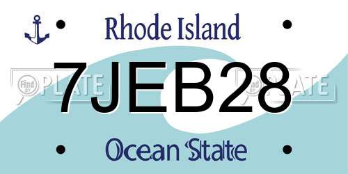 7JEB28 Rhode Island License Plate