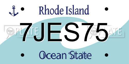 7JES75 Rhode Island License Plate