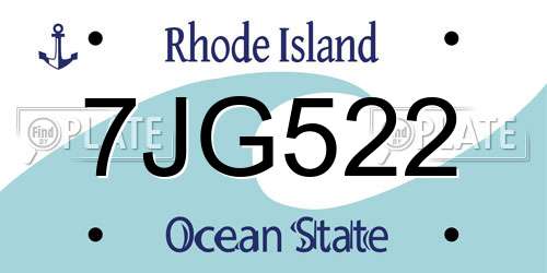 7JG522 Rhode Island License Plate