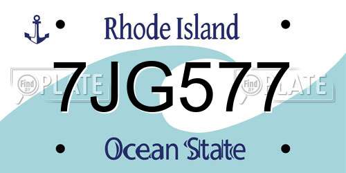 7JG577 Rhode Island License Plate