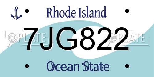7JG822 Rhode Island License Plate