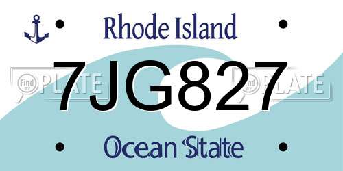 7JG827 Rhode Island License Plate