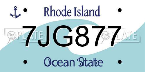 7JG877 Rhode Island License Plate