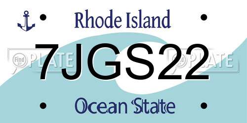 7JGS22 Rhode Island License Plate