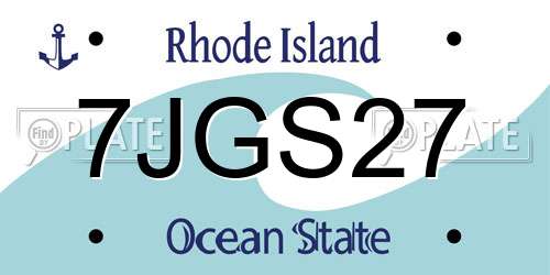 7JGS27 Rhode Island License Plate