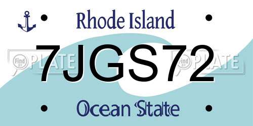 7JGS72 Rhode Island License Plate