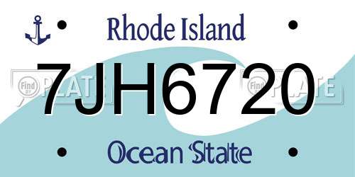 7JH6720 Rhode Island License Plate